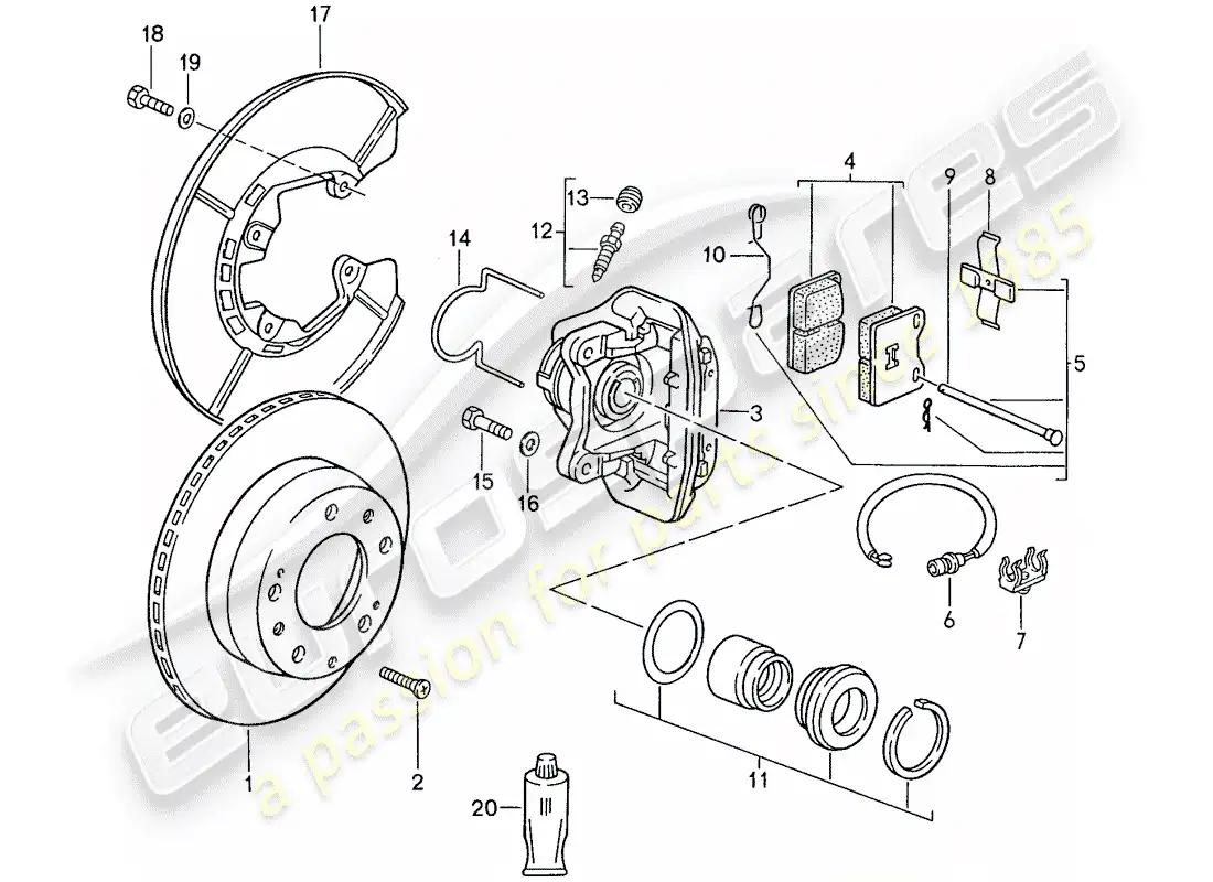 porsche 1989 (944) disc brakes - rear axle - d >> - mj 1989 parts diagram