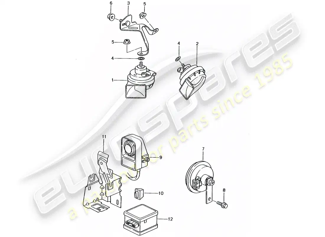 porsche 2002 (996) fanfare horn - horn - alarm system parts diagram
