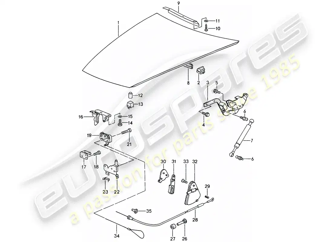 porsche 1995 (968) cover - actuator parts diagram