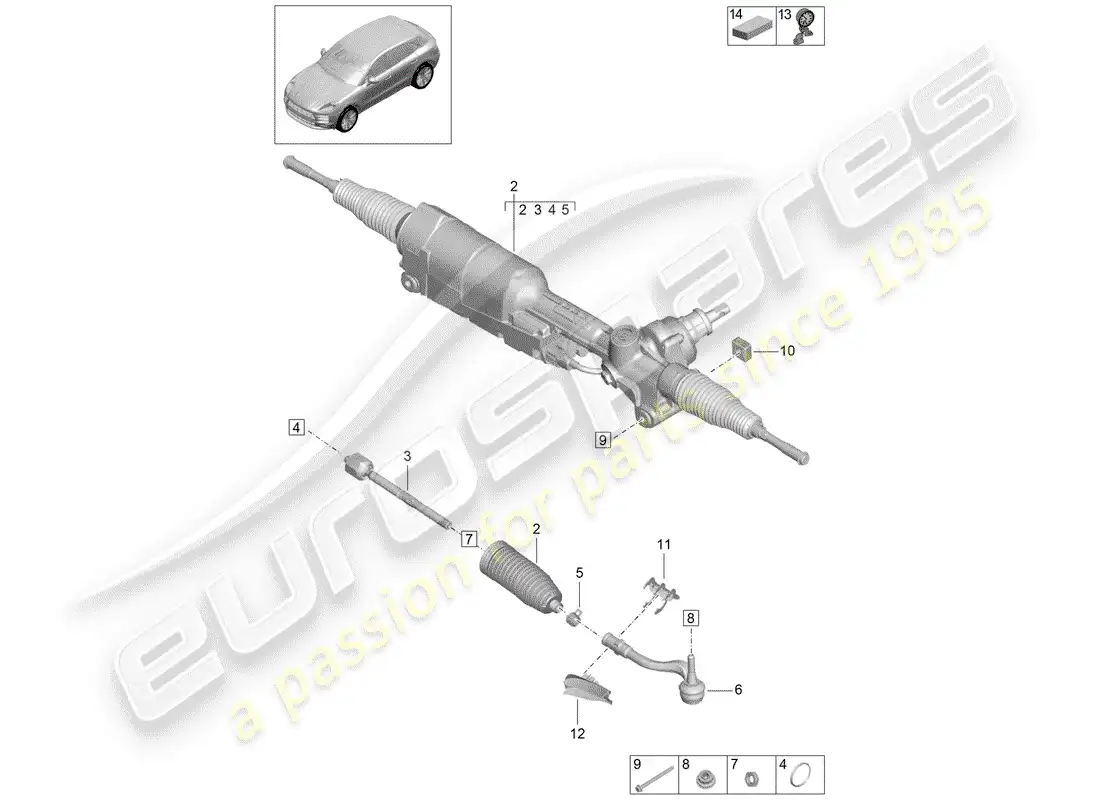 porsche 2020 (macan) steering gear part diagram