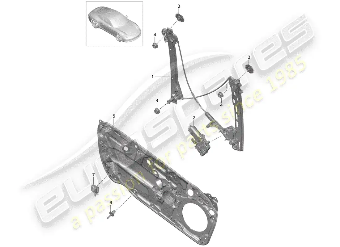 porsche 2016 (991-1) window regulator parts diagram