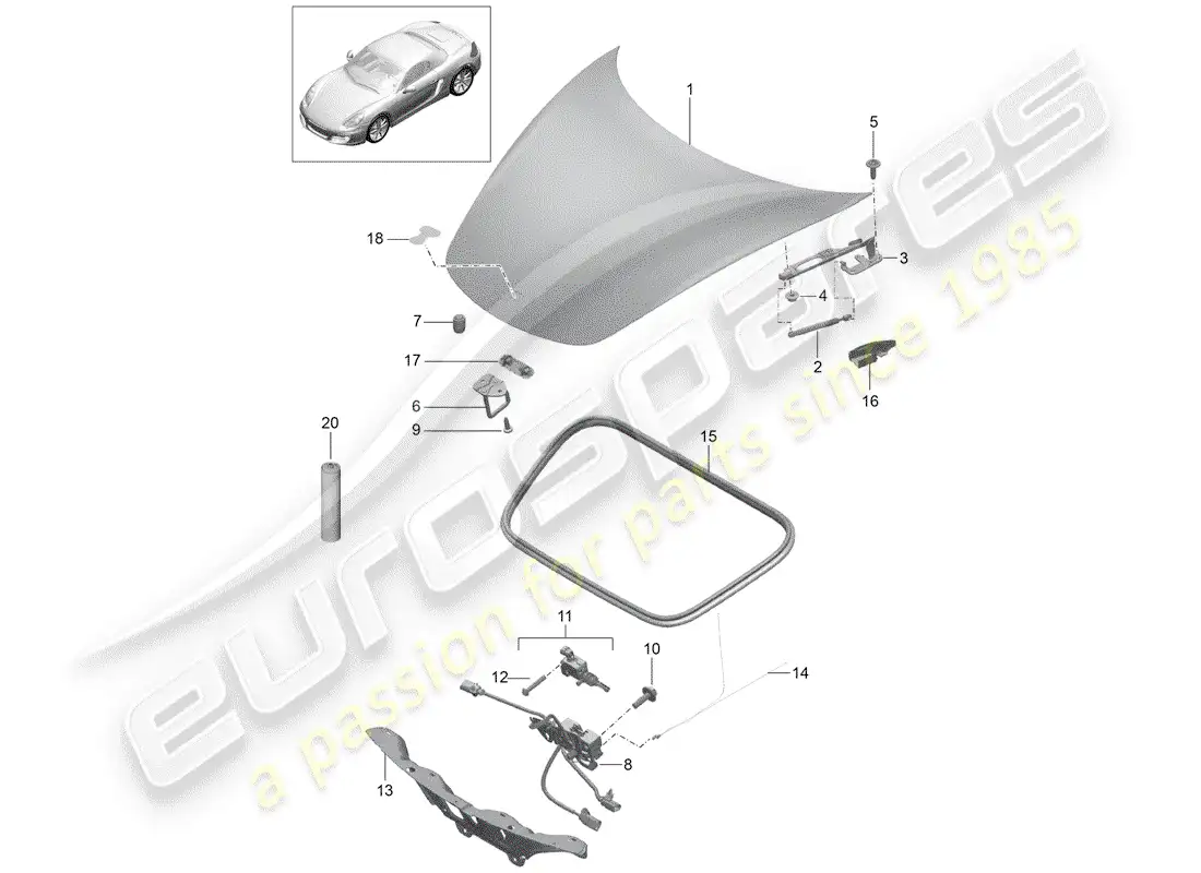 porsche 2015 (981 boxster) cover parts diagram