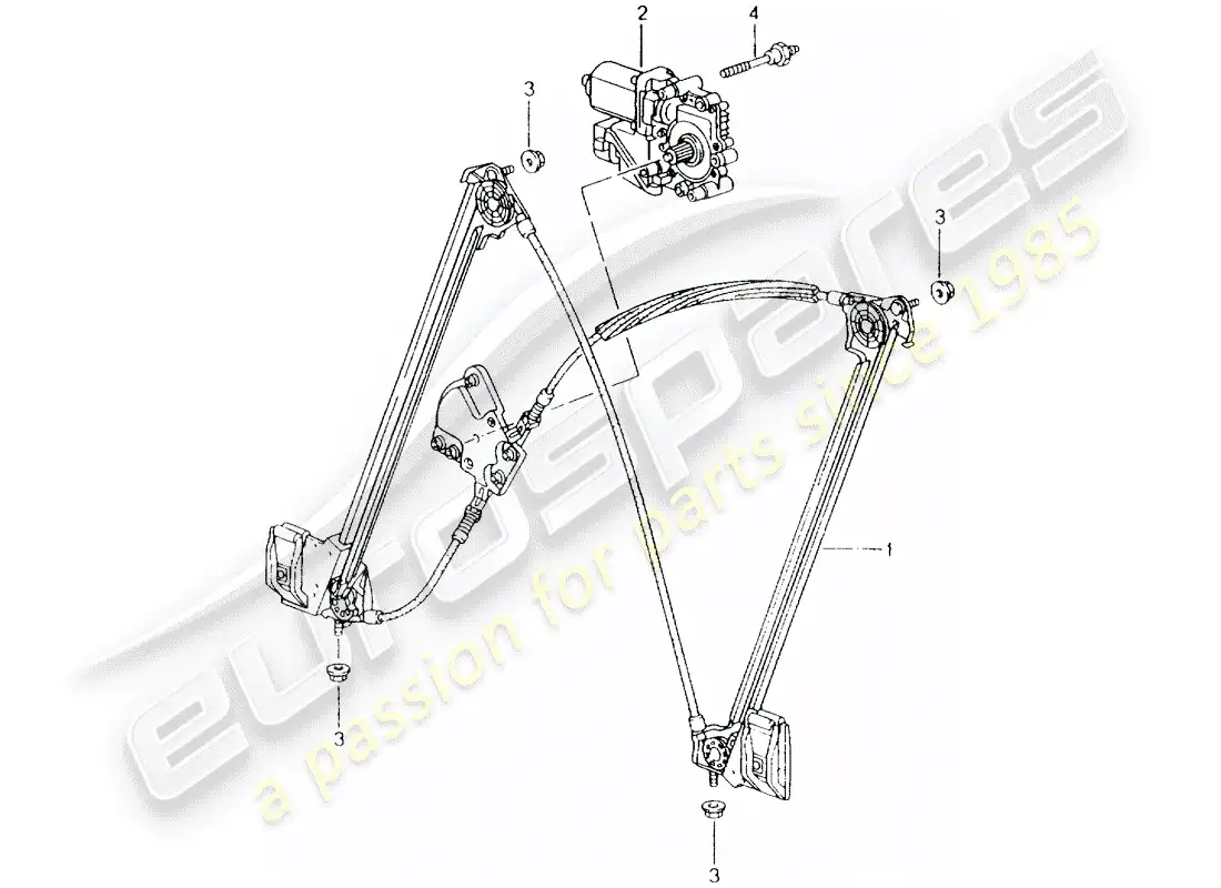 porsche 2001 (986 boxster) window regulator parts diagram