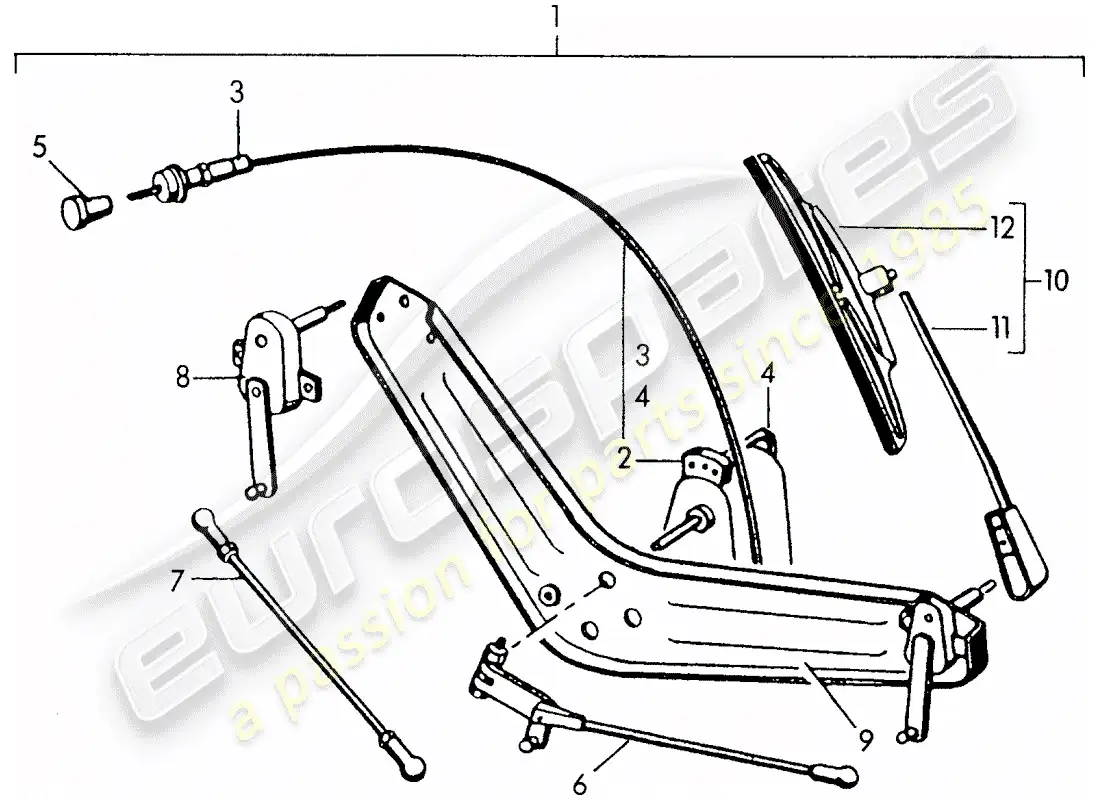 porsche 1954 (356/356a) windscreen wiper system parts diagram