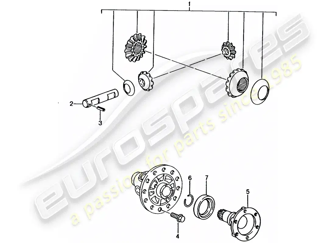 porsche 2002 (996) differential parts diagram