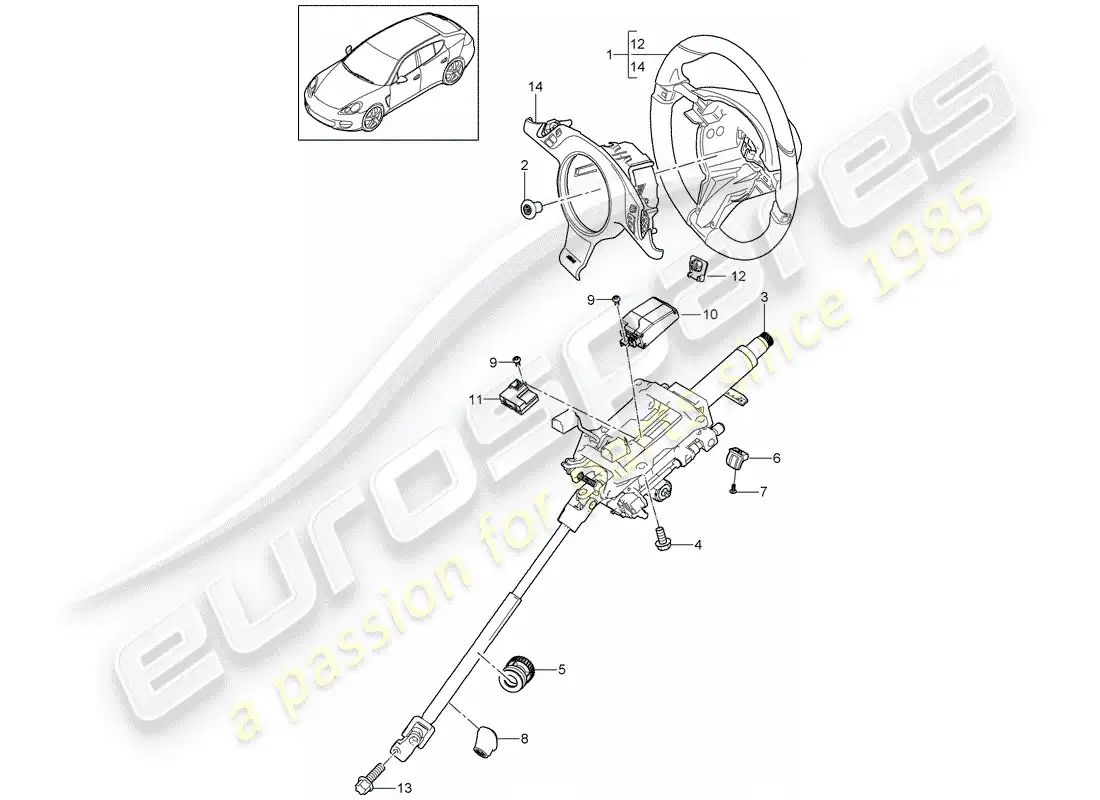 porsche 2016 (panamera 970) steering wheels parts diagram