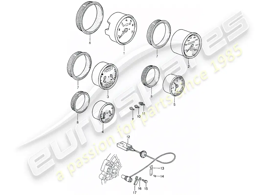 porsche 1992 (964) instruments parts diagram
