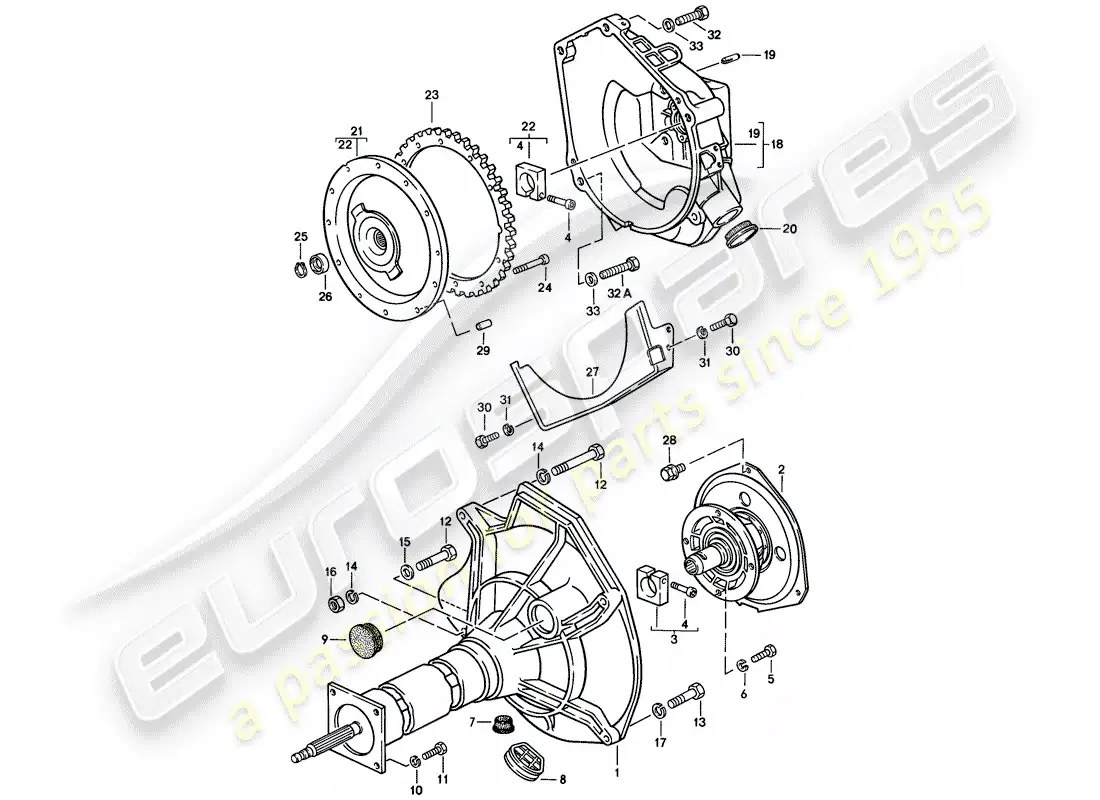 porsche 1983 (944) central tube - automatic transmission parts diagram