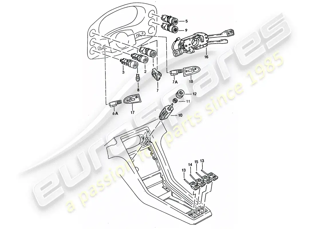 porsche 1995 (928) switch - manually parts diagram