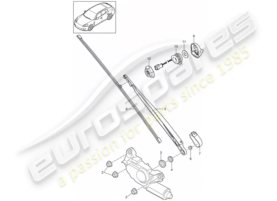 porsche 2014 (panamera 970) rear window wiper parts diagram
