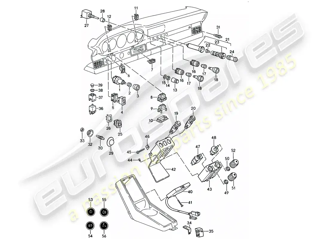 porsche 1987 (911) switch parts diagram