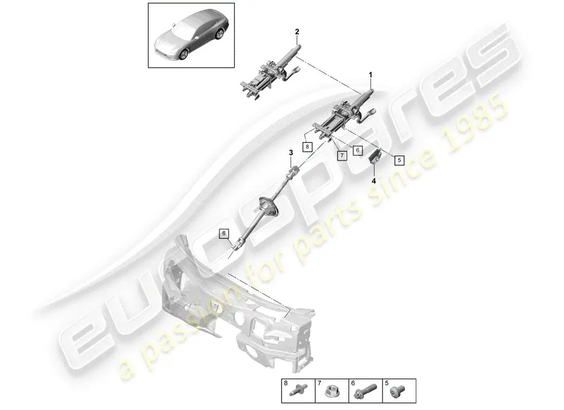 porsche 2017 (panamera 971-1) steering column part diagram