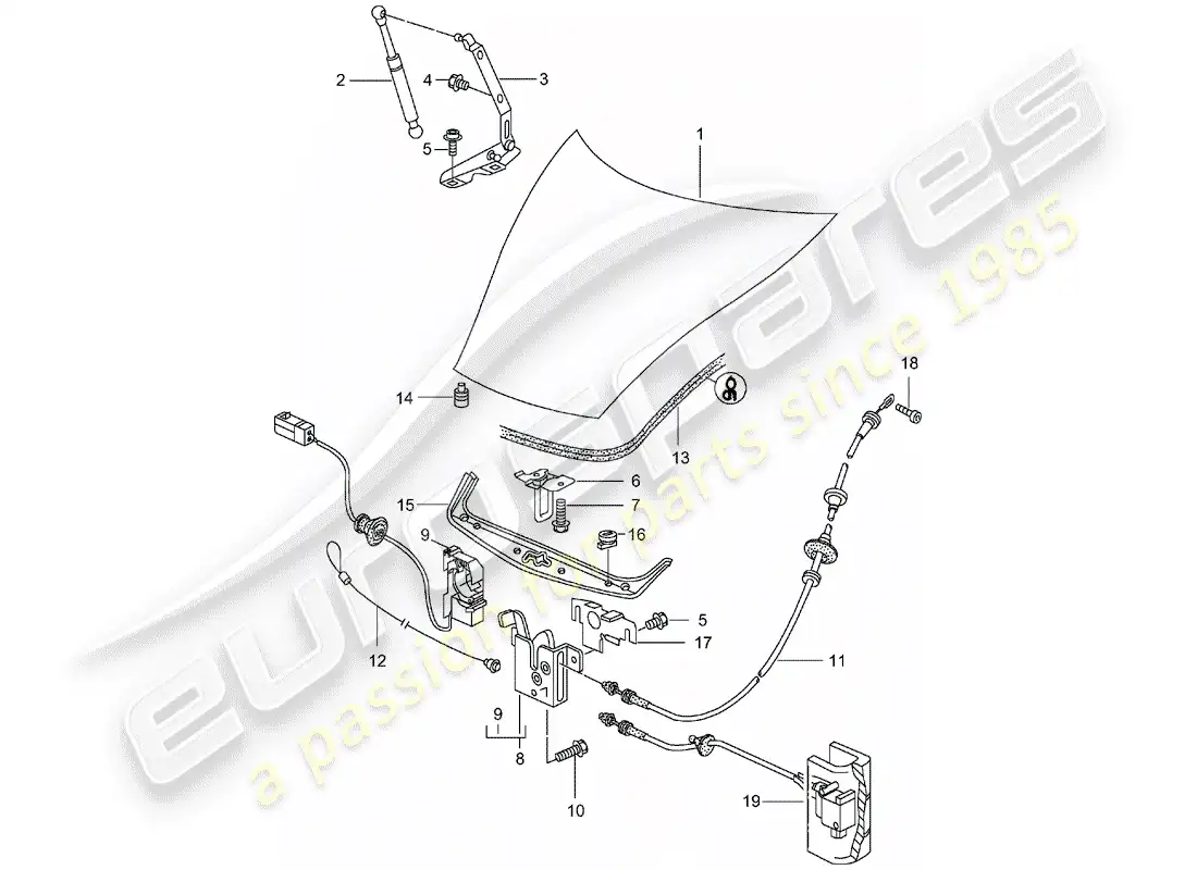 porsche 2002 (996) cover parts diagram