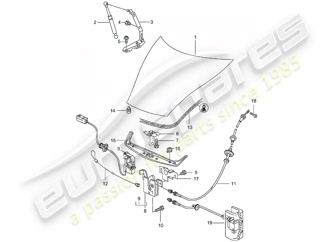 porsche 2004 (996 gt3) cover parts diagram