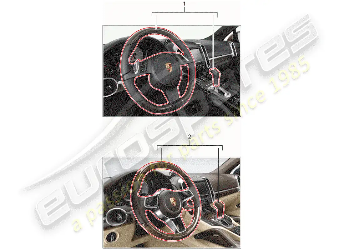 porsche 2012 (tequipment cayenne) multifunction steering wheel parts diagram