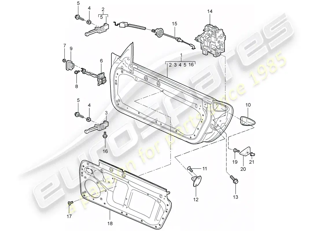 porsche 2007 (997-1 gt3) door shell parts diagram