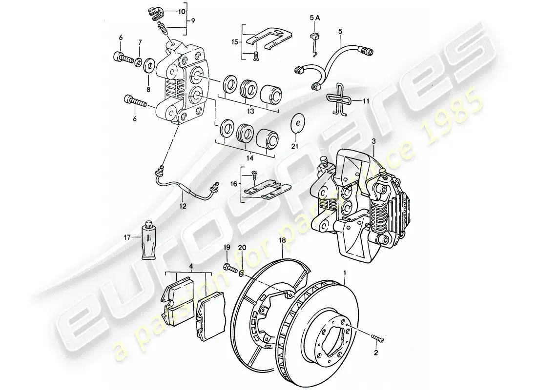 porsche 1993 (968) disc brakes - rear axle parts diagram