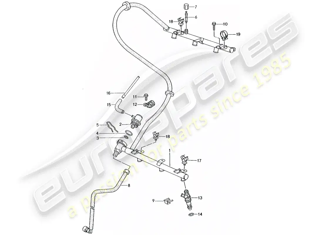 porsche 2001 (986 boxster) fuel collection pipe parts diagram