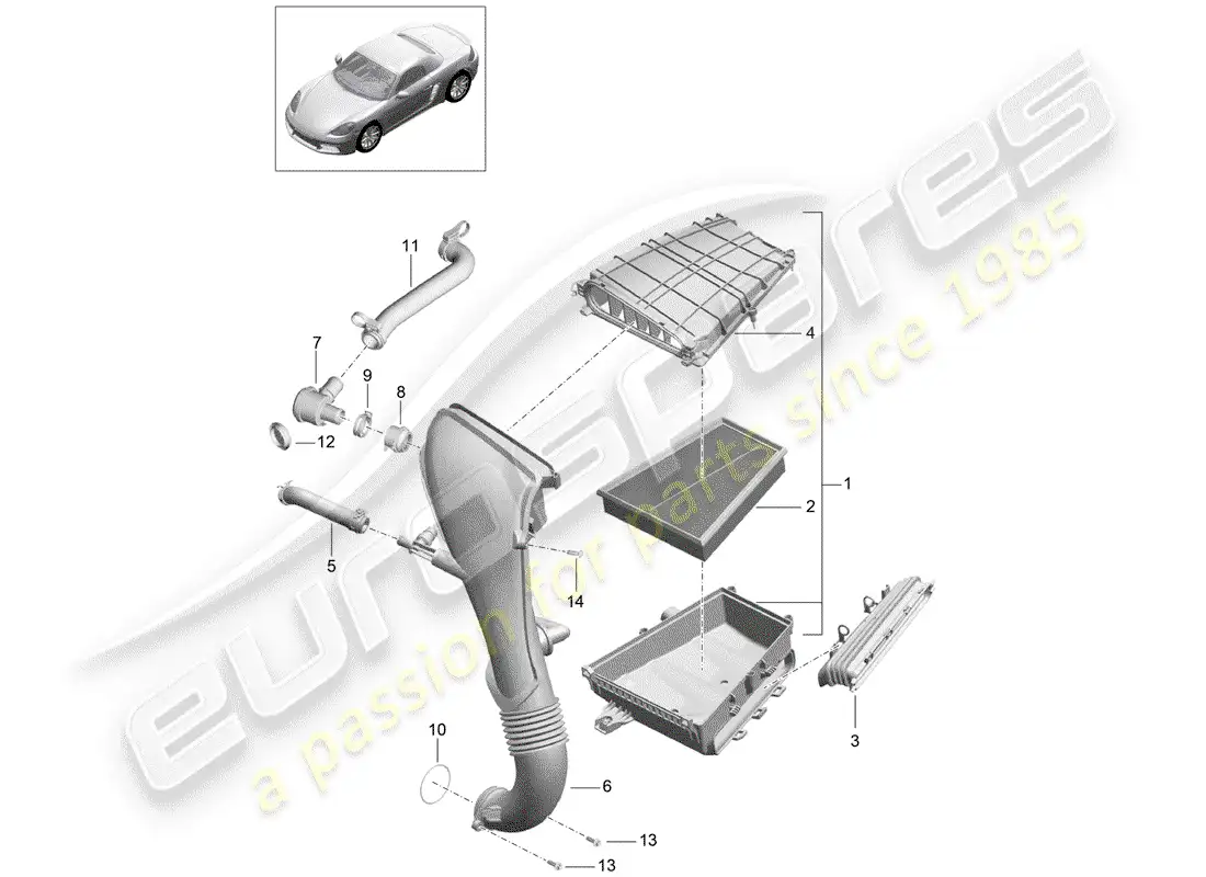 porsche 2020 (718 boxster) air cleaner parts diagram