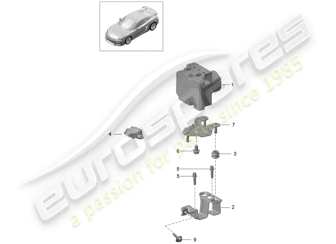 porsche 2016 (981 cayman gt4) hydraulic unit parts diagram