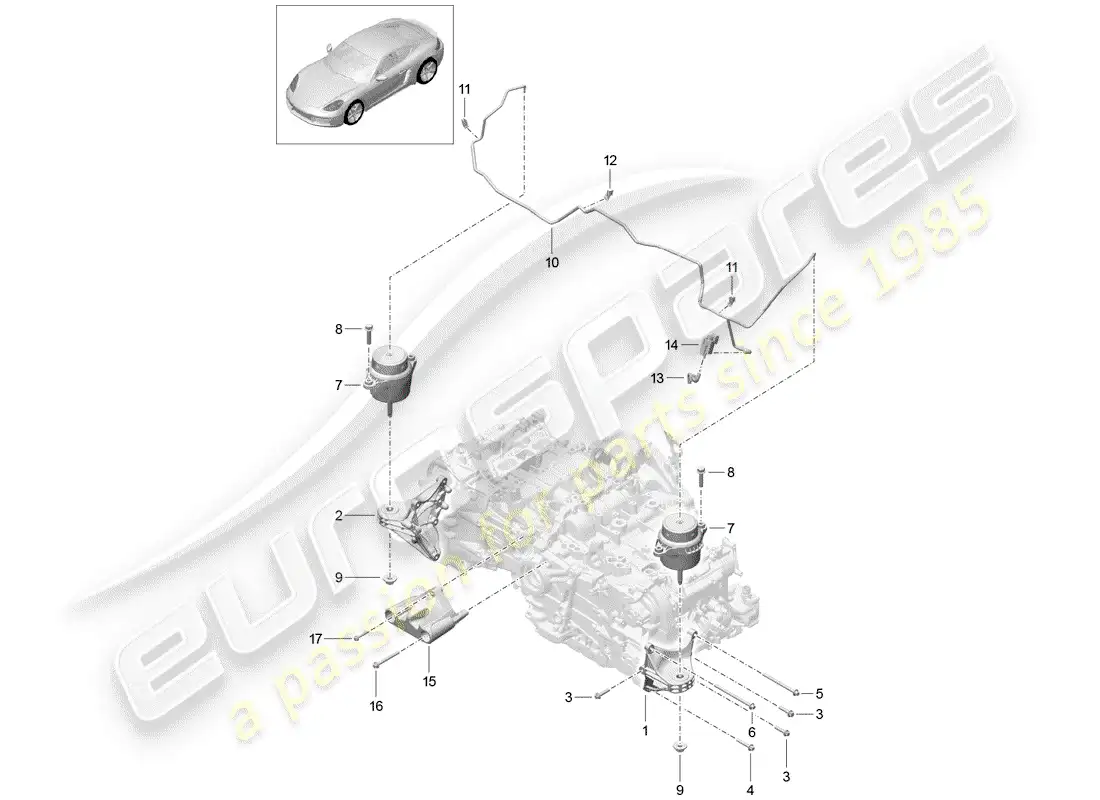 porsche 2018 (718 cayman) engine lifting tackle parts diagram