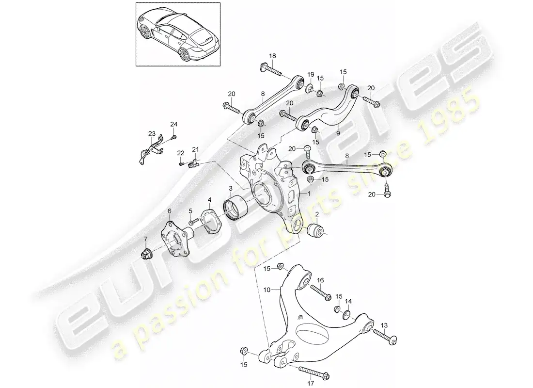 porsche 2010 (panamera 970) rear axle parts diagram