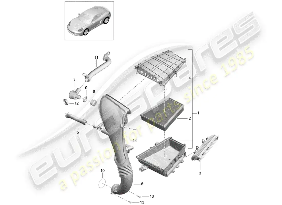 porsche 2020 (718 cayman) air cleaner parts diagram