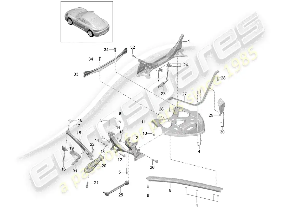 porsche 2019 (718 cayman) rear axle parts diagram