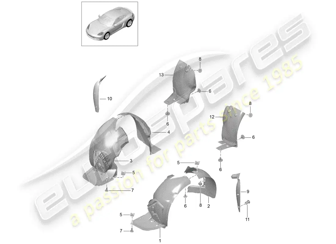 porsche 2019 (718 cayman) trims parts diagram