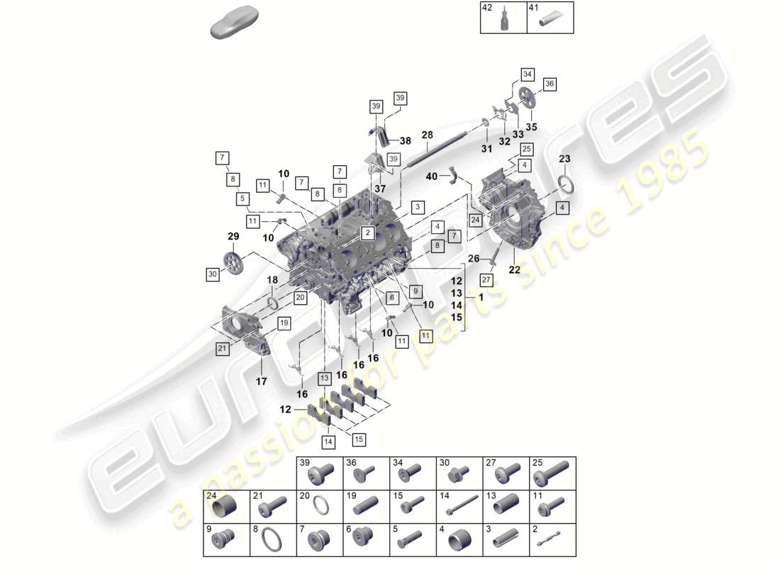 porsche 2026 (cayenne e3 pa) crankcase housing individual parts part diagram