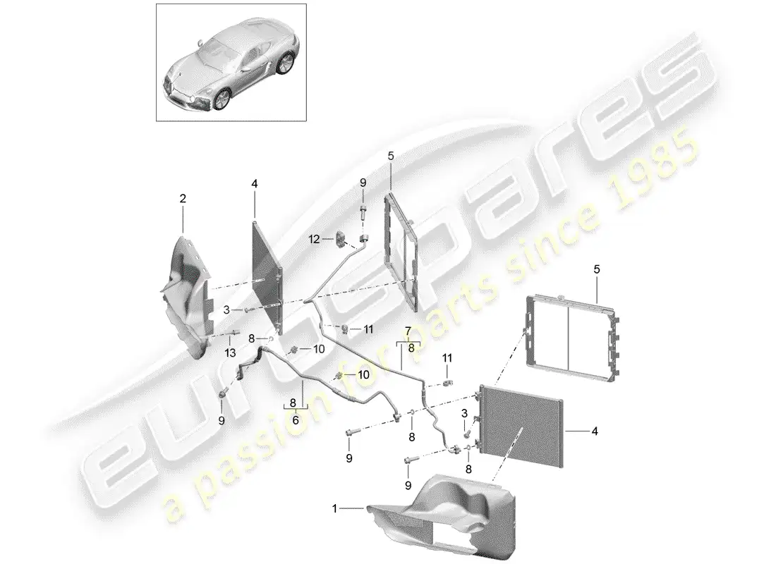 porsche 2020 (718 cayman) refrigerant circuit parts diagram