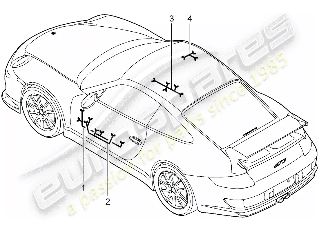 porsche 2008 (997-1 gt3) wiring harnesses parts diagram
