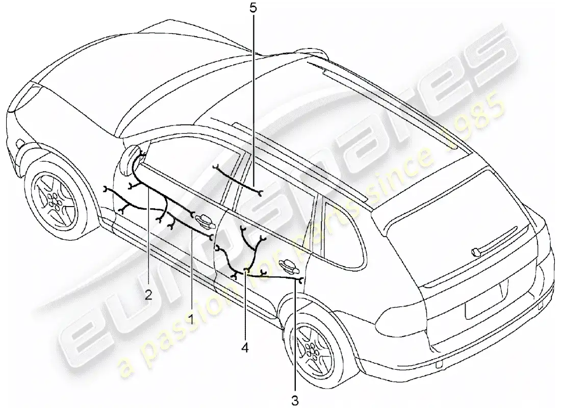 porsche 2004 (cayenne e1 9pa) wiring harnesses parts diagram