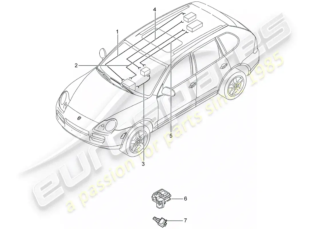 porsche 2004 (cayenne e1 9pa) light fibre optic parts diagram