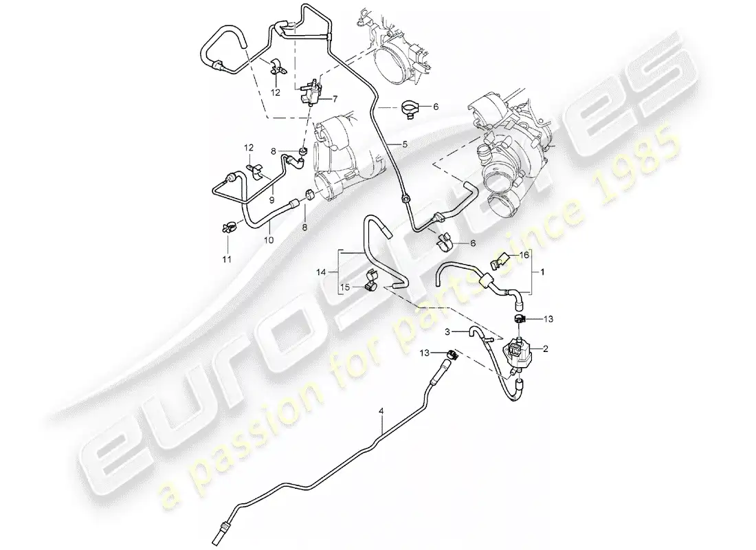 porsche 2004 (cayenne e1 9pa) exhaust gas turbocharger parts diagram