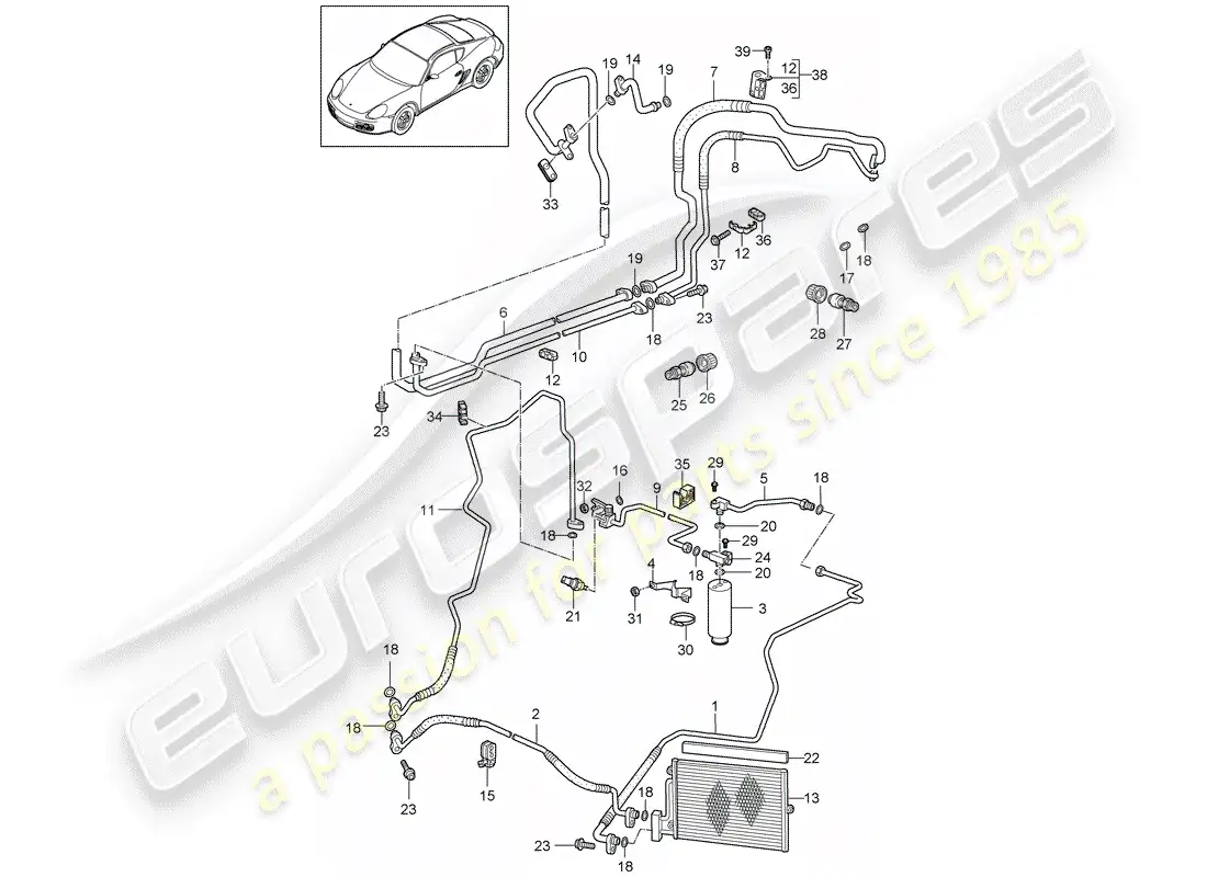 porsche 2012 (987 cayman) refrigerant circuit parts diagram