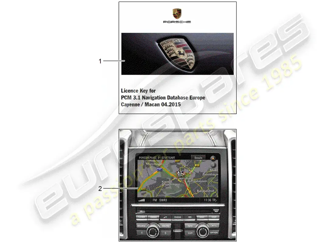 porsche 2011 (tequipment cayenne) navigation system parts diagram