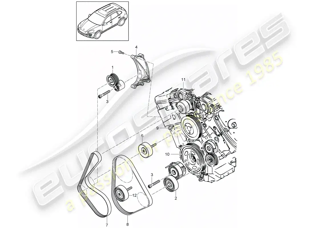 porsche 2014 (cayenne e2 92a) belt tensioning damper part diagram