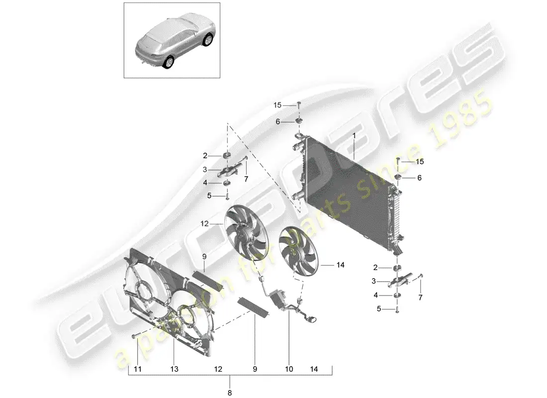 porsche 2014 (macan) water cooling part diagram