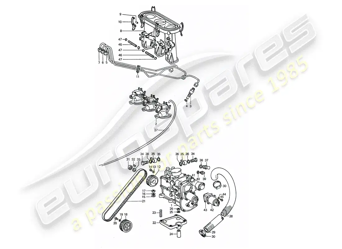 porsche 1975 (911) mechanical injection parts diagram