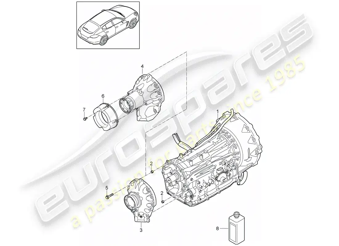 porsche 2012 (panamera 970) 8-speed automatic gearbox parts diagram