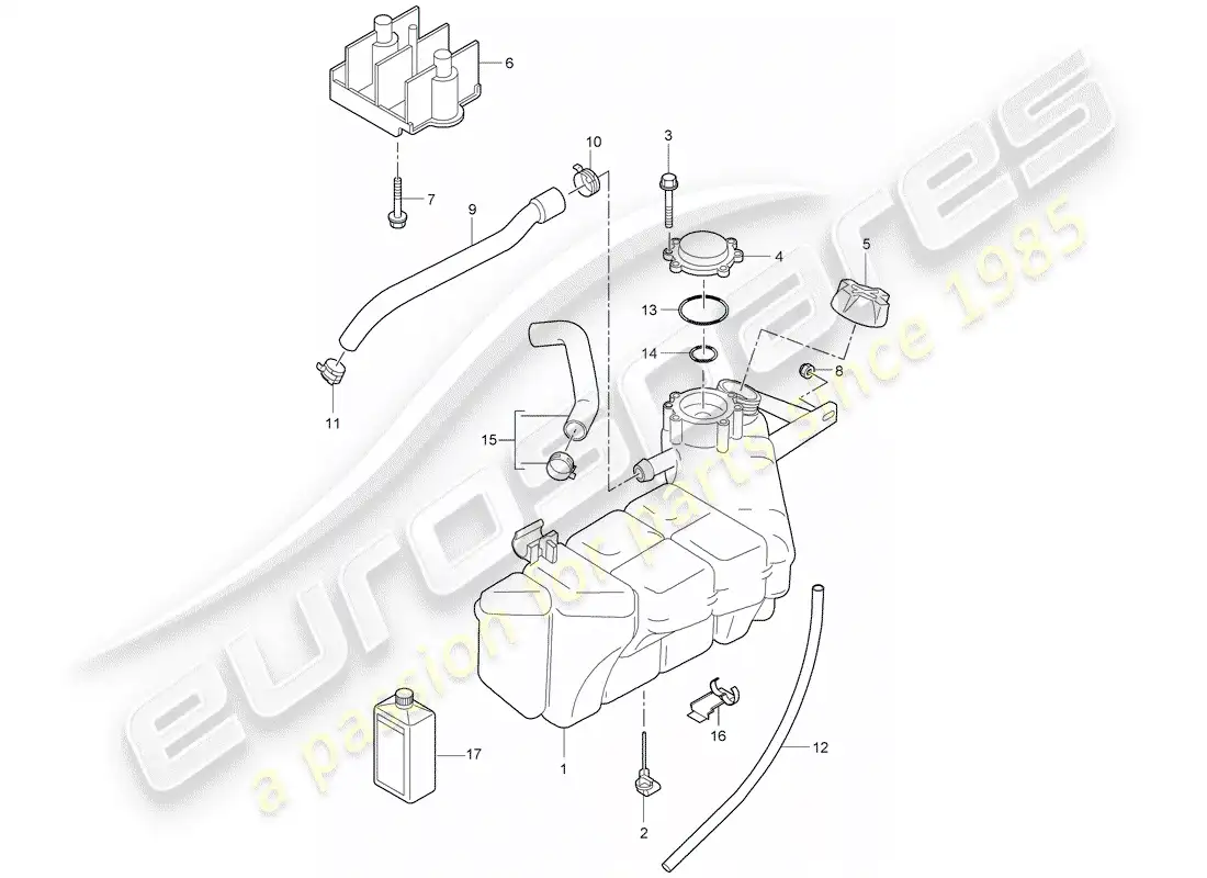 porsche 2005 (997-1) water cooling 4 parts diagram