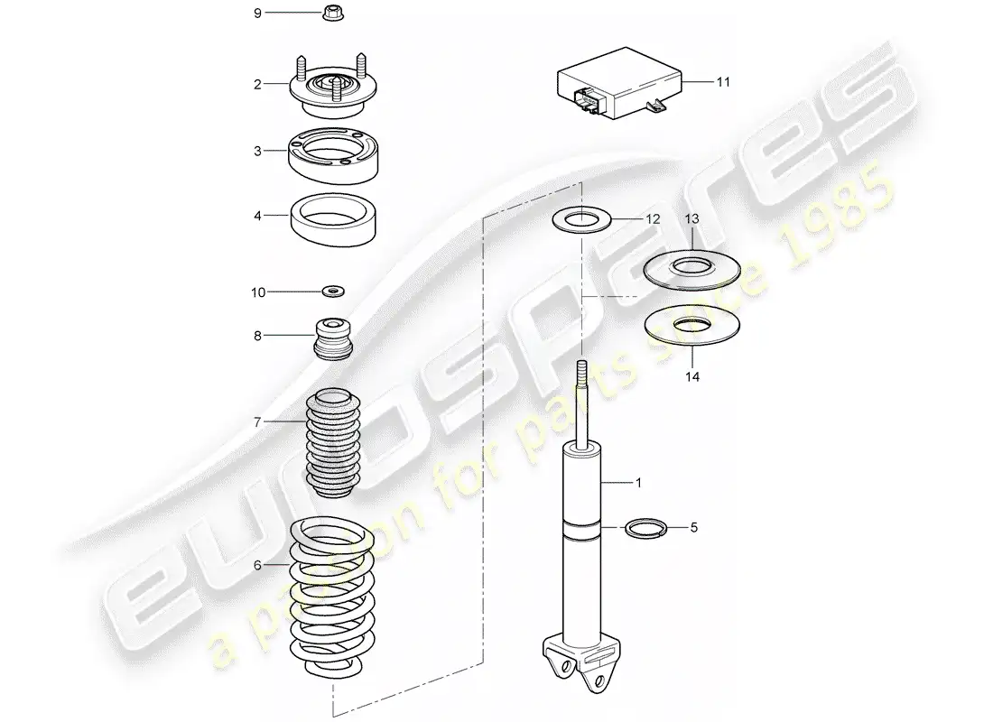 porsche 2005 (997-1) shock absorber parts diagram