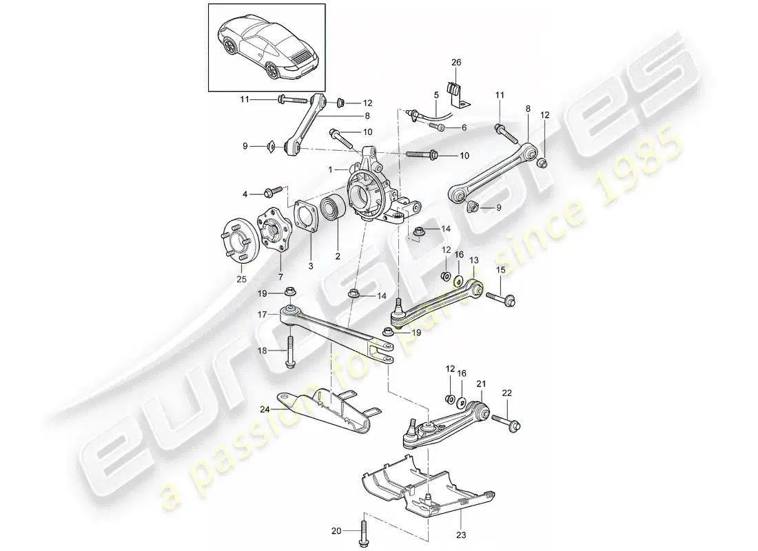porsche 2007 (997-1) rear axle parts diagram