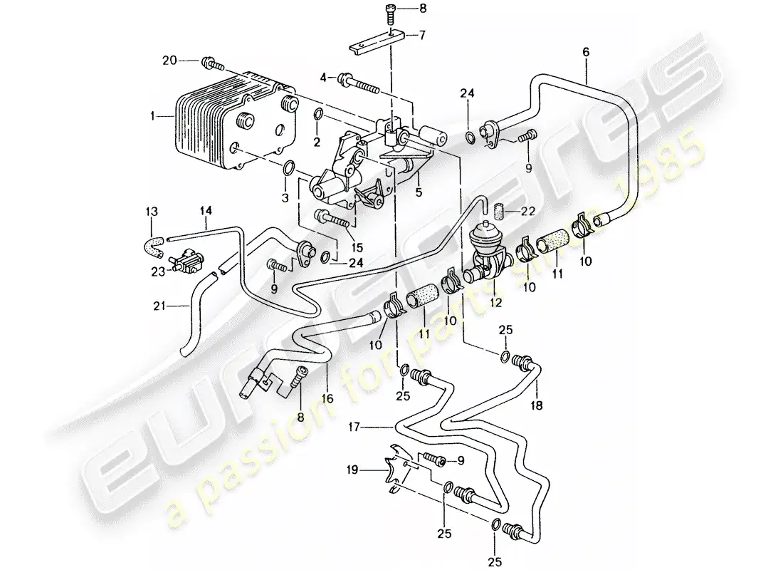 porsche 2004 (986 boxster) tiptronic - - - gear oil cooler - oil pressure line for - gear oil cooling parts diagram