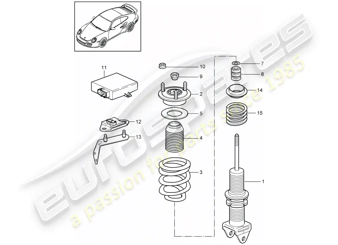 porsche 2013 (997-2 turbo / gt2 rs) shock absorber parts diagram