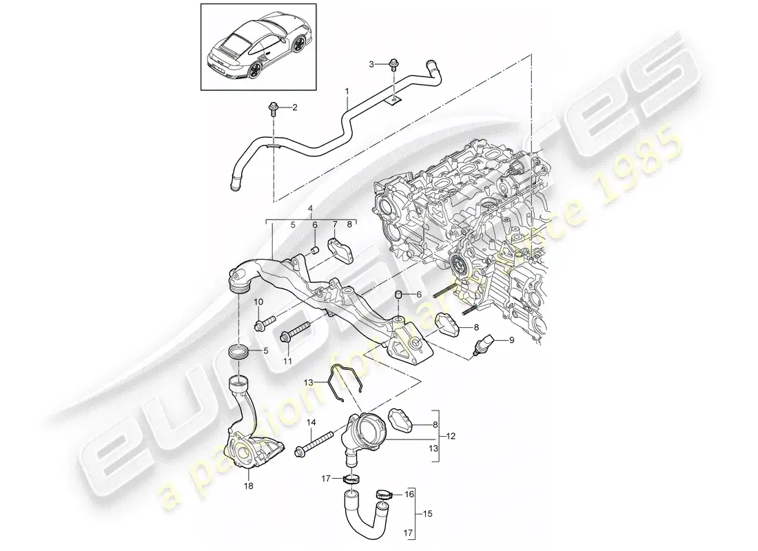 porsche 2012 (997-2 turbo / gt2 rs) sub-frame part diagram