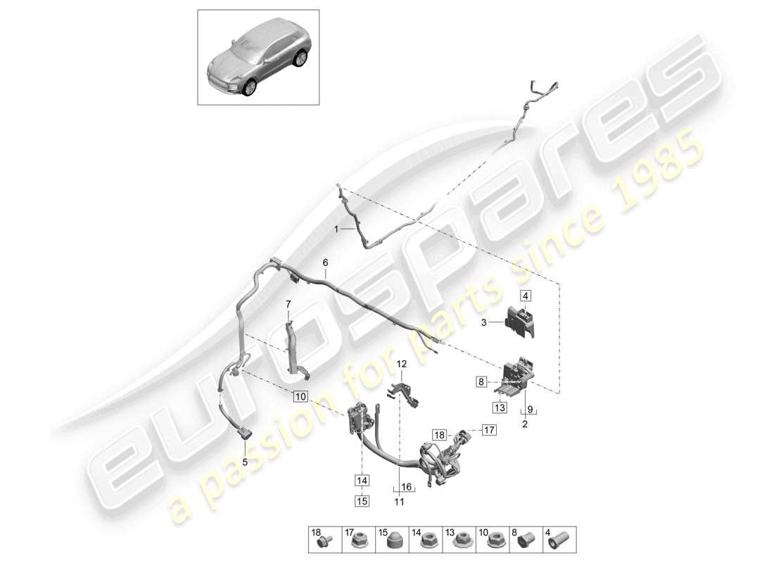 porsche 2025 (macan) wiring harness for battery + and slave lead socket wiring harness for battery +, starter, alternator, and earth wire part diagram