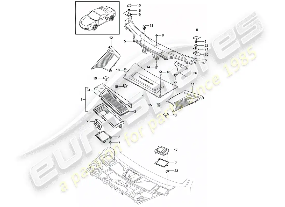porsche 2012 (987 boxster) particulate filter parts diagram