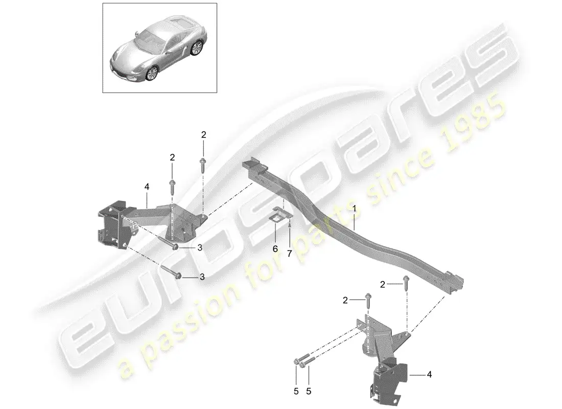 porsche 2016 (981 cayman) cross member parts diagram